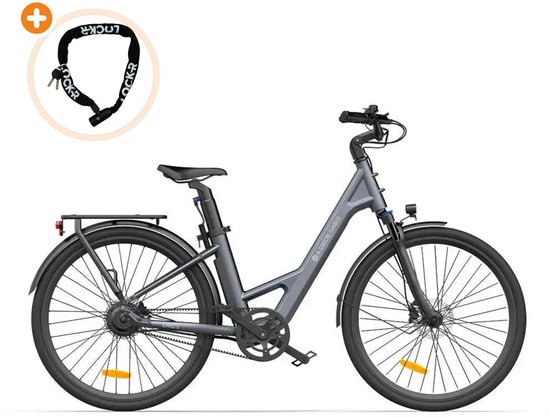 ADO Air 28 Pro - Elektrische Fiets - 28 inch - 250W motor - Actieradius tot 100 km - Hydraulische schijfremmen - 346Wh accu - Lage instap - Grijs
