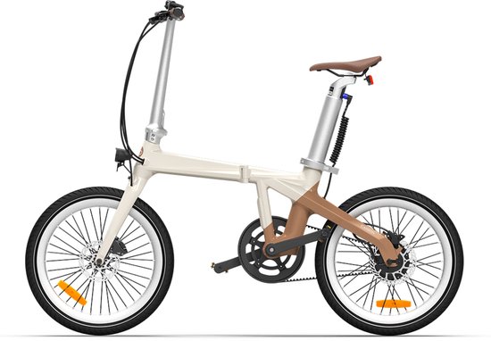 ADO Air Carbon- Elektrische vouwfiets | carbon frame | bafang motor | anti diefstal| GPS | riemaandrijving | stadsfiets | 20 inch | hydraulische remmen | E-PRODUCTEN | app | met gereedschap | mobiele telefoonhouder | latte beige van ADO