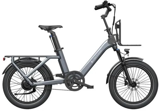 ADO Air One Ultra - Elektrische Fiets - 20 inch - 250W motor - Actieradius tot 100 km - Automatische 3 versnellingen - 370Wh accu - Voorvering - Grijs