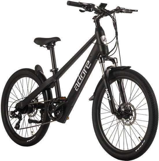 ADORE E-Bike voor kinderen 24" Aluminium Kids Citybike KS-240 Achterwielmotor 45 NM / 10,4 Ah Pitch Black mat van Adore