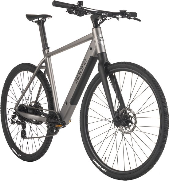 ADORE E-Citybike 28" Alu Urban Bike Stadsfiets UBR-770 Achterwielmotor 35NM / 9,8Ah Staalgrijs mat van Adore