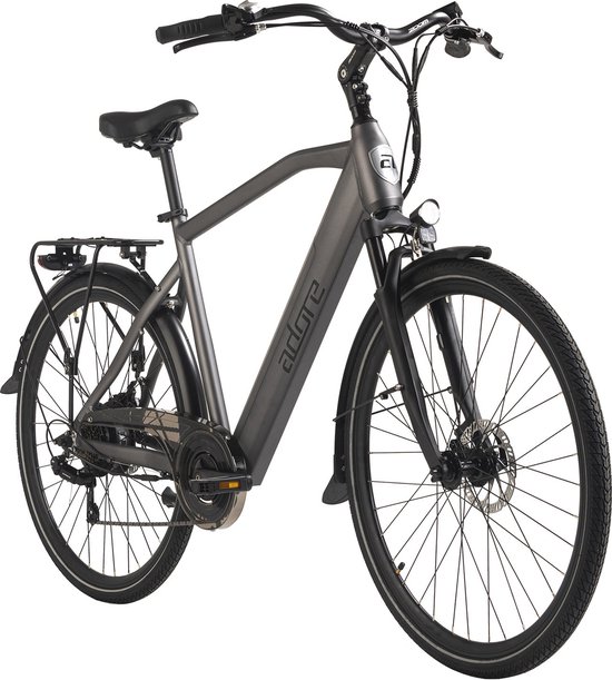 Adore Fiets (elektrisch) ADORE E-Citybike 28" aluminium stadsfiets CV-190 achtermotor 45NM / 12,8Ah antraciet mat - 53 cm van Adore