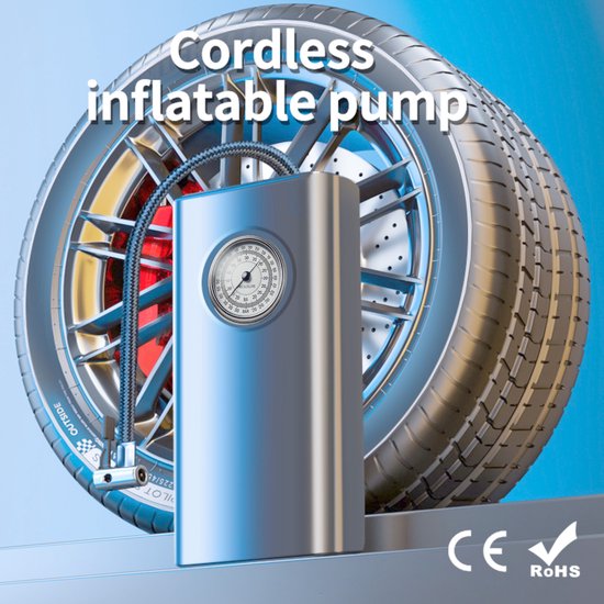ADSYS Draadloze Compressor met Analoge Display - Draagbare Luchtpomp voor Auto's, Fietsen, Ballen en Meer - Krachtig, Snel en Betrouwbaar