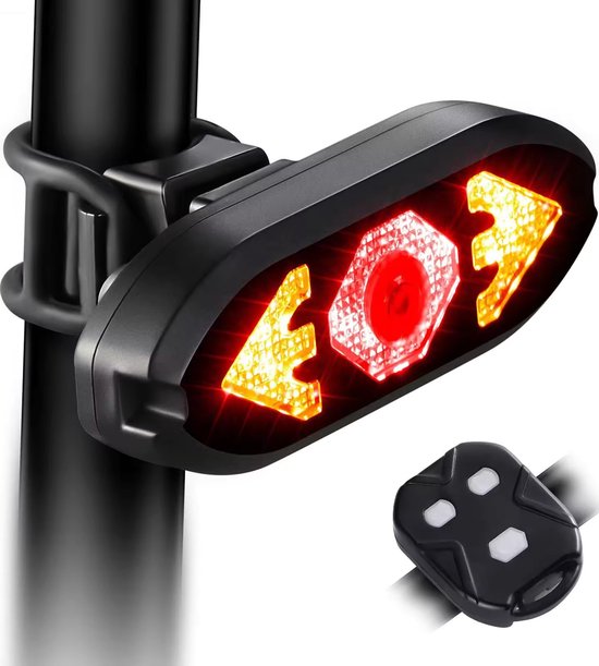 ADsys fietsachterlicht - met richtingaanwijzers - draadloze afstandsbediening - waterdicht - USB-oplaadbaar