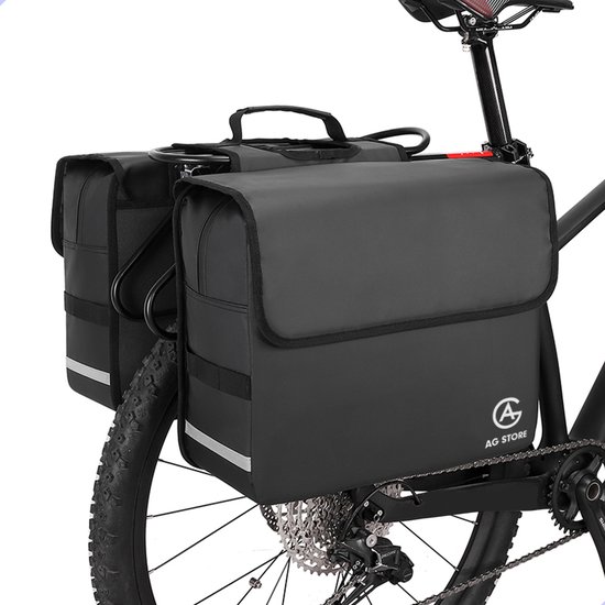AG Fietstas -dubbele fietstas - fietstassen -50 Liter - electrische fietsen - Zwart - dubbel - waterdicht -volwassenen - elektrische fiets - Reflectoren - 100% polyester van AG