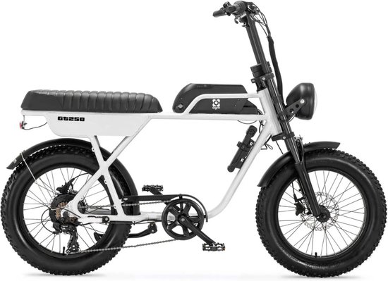 AGM GT250 Elektrische Fatbike - Tweepersoonszadel - Telefoonoplader - 20 Inch - 250W Motor - 7 Versnellingen - 80 km Actieradius - Hydraulische Schijfremmen - Wit van AGM