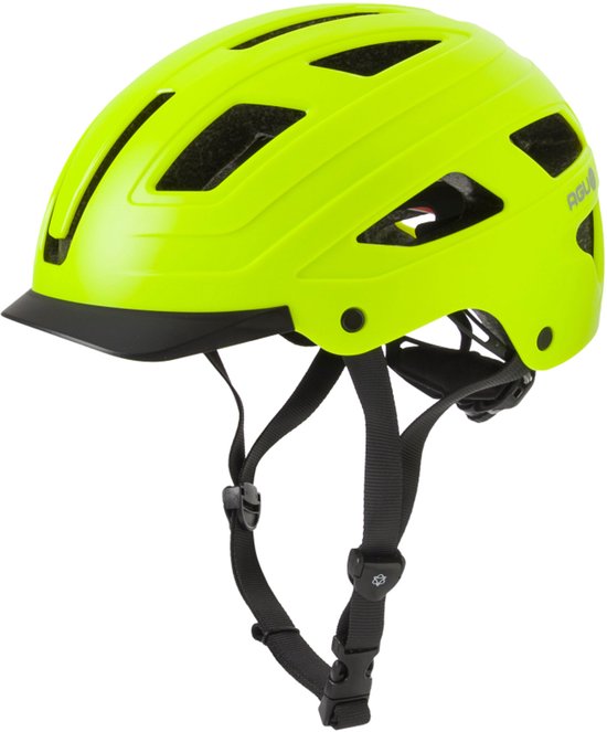 AGU Cit-E - Fietshelm - E-bike helm - 59-61cm - LED-achterlicht - Met klep - 13 ventilatieopeningen - Gerecycled materiaal - Geel - Unisex - L/XL