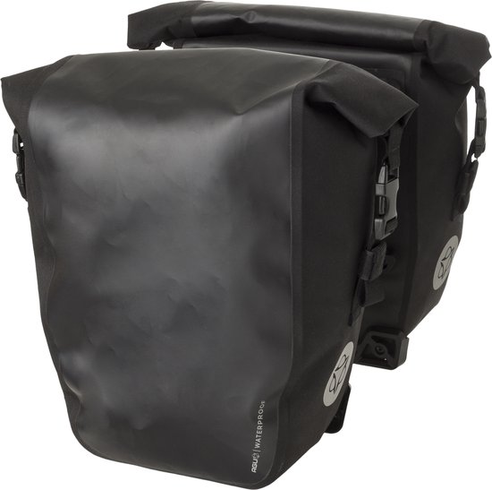AGU Clean Dubbele Fietstas Shelter Click'nGo Medium MIK - Zwart - 34L - Waterdicht - Makkelijk afneembaar van AGU
