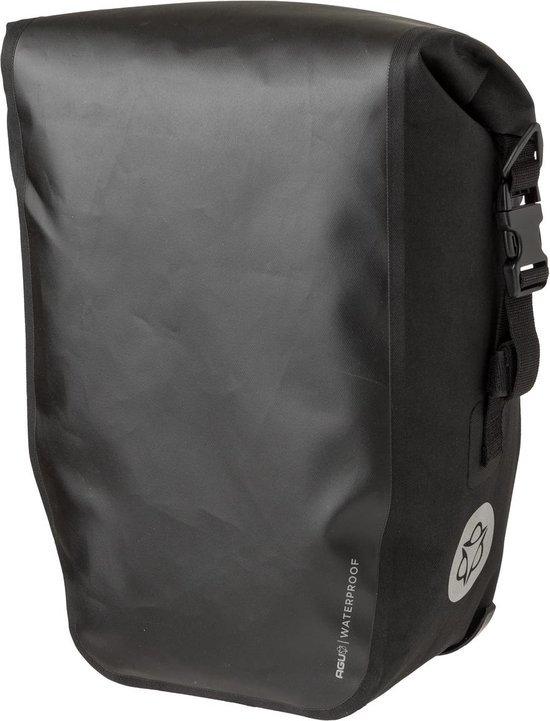AGU Clean Shelter Enkele Fietstas - 100% Waterdicht - Click'nGo - Rolltop - Met Reflectie - 21 Liter - Zwart