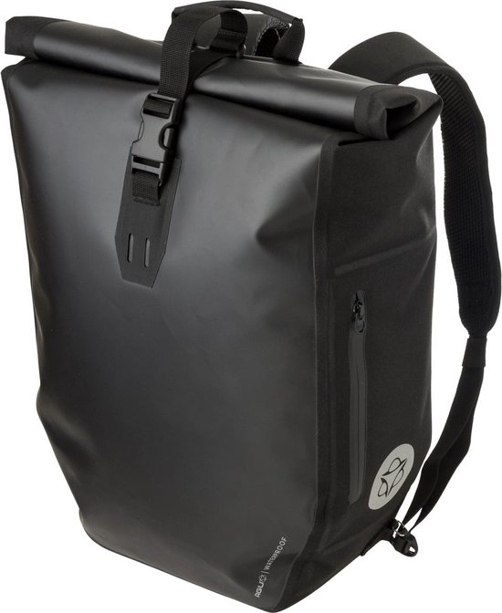 AGU Clean Shelter - Enkele Fietstas - Rugzak - 100% Waterdicht - Click'nGo - Rolltop - Met Reflectie - 21 Liter - Zwart