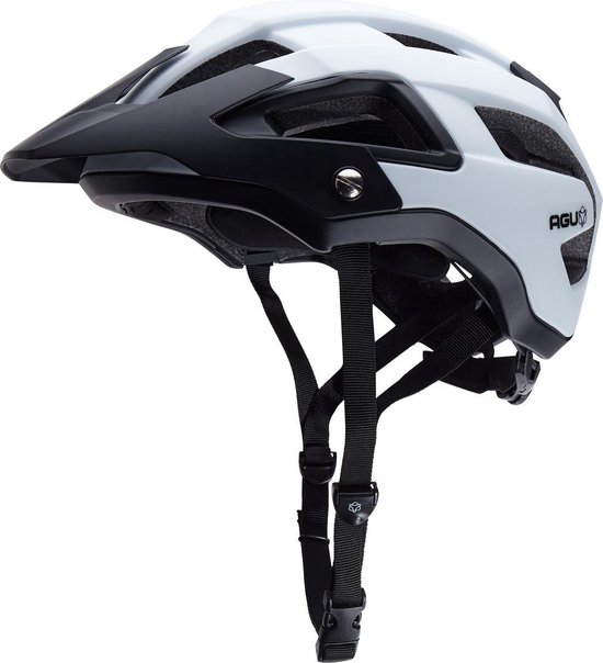AGU Trail - Mountainbike Helm - Verstelbaar vizier - Verlengde achterkant - 15 ventilatieopeningen - Direct Dial systeem - S/M 55-59cm - Wit