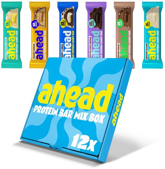 ahead Proteine Repen – Suikerarme Eiwitreep – Doos 12×45 g (540 g) – Vezelrijk Protein Bar Zonder Palmolie – 11-12 g Eiwit van Merkloos