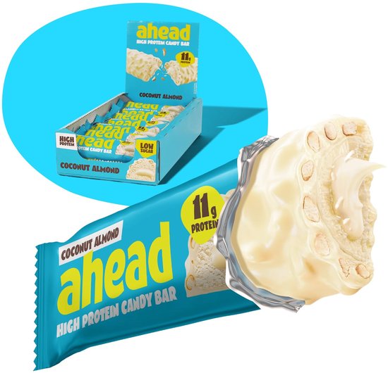 ahead Proteine Repen - Suikerarme Eiwitreep - Doos 14×45 g (630 g) - Vezelrijk Protein Bar Zonder Palmolie - 11-12 g Eiwit van Merkloos