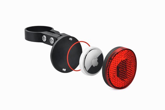 AirTag Fietshouder met Reflector - Verborgen Tracker - Anti Diefstal - Zwart van Merkloos