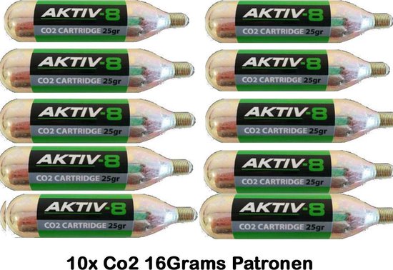 Aktiv-8 Co2 patronen 16 Grams met draad - 10x Co2 Patronen van Aktiv-8