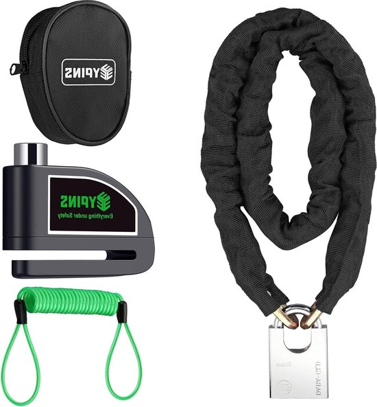 Alarm Remschijf Bike Lock Cyclus Hangslot - Motorfiets Motor Kettingslot - Beveiliging Scooter - 1.2 m - Fiets. chain lock van ALA