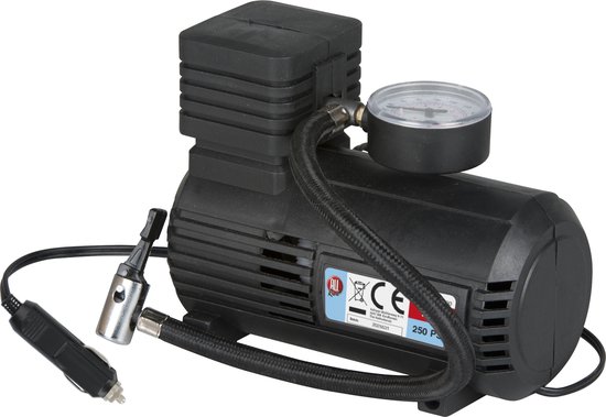 All Ride Draagbare Compressor - Luchtcompressor 15Bar - Voertuig Aansluiting Sigarettenaansteker - Incl. Luchtslang 45 CM - 140 x 80 x 170 MM - Vermogen 144W - Kunststof - Zwart