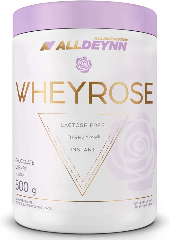 ALLDEYNN WHEYROSE White Chocolate Raspberry – Whey Protein 500g – 22,5g eiwit per portie – met DigeZyme® – lactosevrij eiwitpoeder – Nutriworld