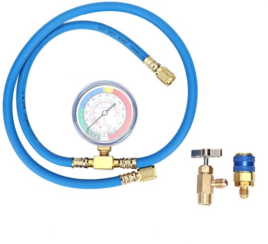 Allecto - Koelmiddel Vulslang met Drukmeter - 30 tot 250 PSI - Ideaal voor R600A en R134A - Voor professioneel gebruik - Hoogwaardige kwaliteit - N...