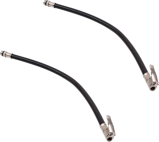 Allecto Plus - Bandenpomp Slang Luchttool 2 Stuks - Bandcompressor Slang voor Fiets- en Autobanden - Zwarte Bandenspanningsmeter - Bandendetectie