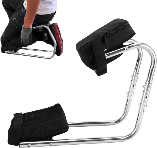 Allecto Plus - Roestvrij stalen kniezit voor tuinieren met ergonomische enkelsteun - Multifunctionele beenbrace voor tuinieren - Ideaal voor verschillende scenario's in de tuin - Tuinknie-zitting beenbrace van Allecto Plus