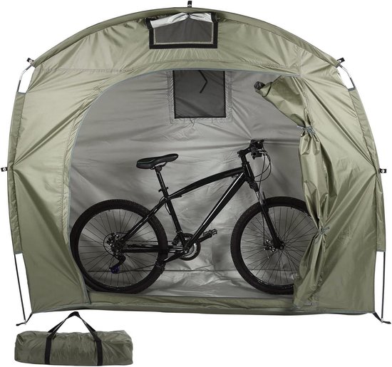 Allecto Plus - Tent voor Fietsenstalling in de Tuin voor 2 Fietsen - Waterdichte Opslag Tent voor Alle Seizoenen - Groen - Fietsenstalling Achtertuin Opslaggebouw met Schuur - Herbruikbaar van Allecto Plus