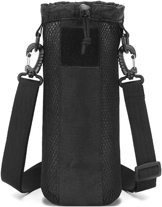 Allecto - Waterfleshouder - Outdoor Sport Tas - Verstelbare Schouderriem - Mesh Tas - Geschikt voor Camping, Hiking, Running - Zwart