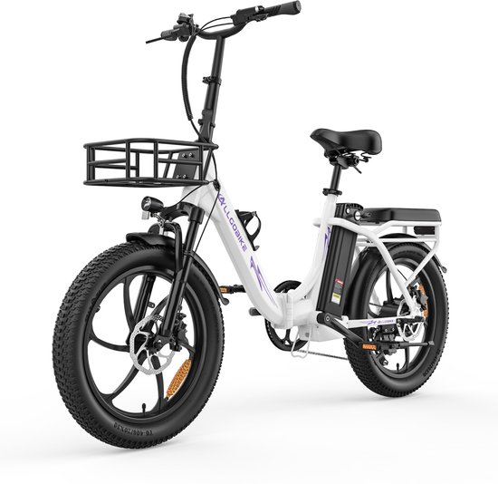 ALLGOBIKE AC20 Elektrische Fiets - 20*3.0 Inch Fat Tire City Commuter E-Bike - 48V 20Ah Lithium Batterij - Opvouwbaar -250W Motor - 7 Versnellingen - Wit
