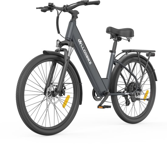 ALLGOBIKE AM27 27,5" Elektrische Fiets 250W 36V 15Ah - 7 Versnellingen - 50-100 km Actieradius - Stads- & Licht Offroadfiets - LED Display-Grijs