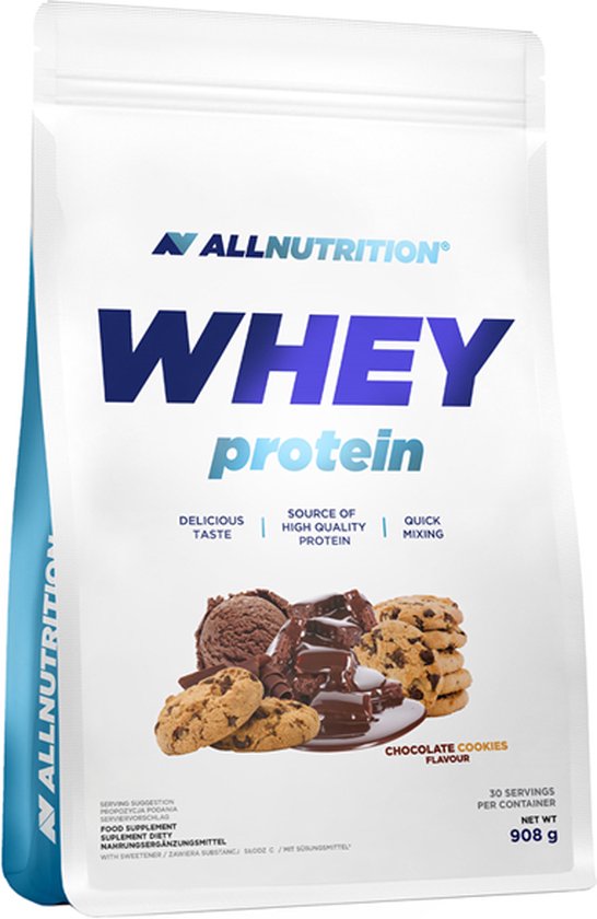 AllNutrition - Whey protein - Chocolate Cookies - 908gr 30 servings - Eiwitshake - Proteïne shake - Eiwitten - Proteïne - Supplement - Concentraat - Nutriworld