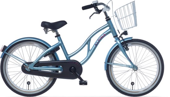 Alpina Ocean fiets - 20 inch - Dusk Blue Matt - Stadsfiets - Kinderfiets met mandje - Meisjesfiets - Blauw van Alpina