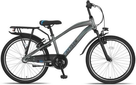 Altec Attack - Allroad Kinderfiets - Jongensfiets - Mountainbike - 24 inch - 3 versnellingen - Antraciet / Blauw van Altec