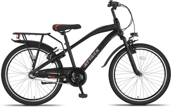 Altec Attack - Allroad Kinderfiets - Jongensfiets - Mountainbike - 24 inch - 3 versnellingen - Zwart van Merkloos