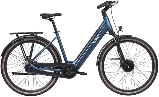 Altec Ciro - Elektrische Stadsfiets - Elektrische Damesfiets - Voorwielmotor - 7 Versnellingen - Hydraulische schijfremmen - 28 inch - 55 cm - Blauw