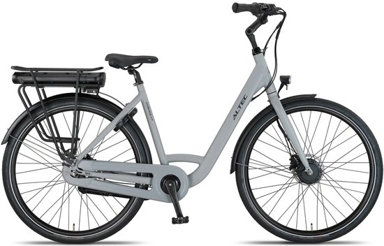 Altec Cosmos - Elektrische Stadsfiets - Elektrische Damesfiets - Hydraulische Schijfremmen - Voorwielmotor - 7 Versnellingen - 28 inch - 52 cm - Grijs