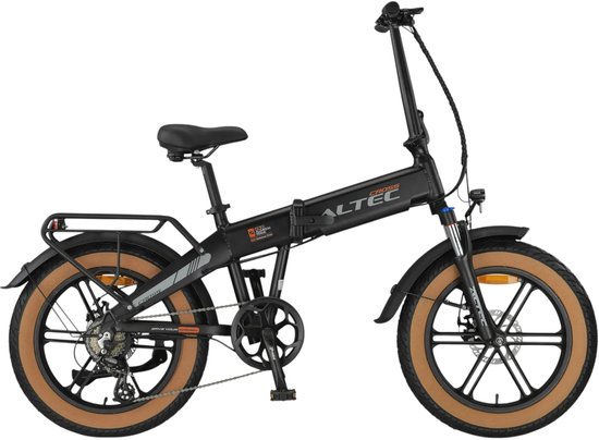 Altec Cross - Elektrische Fatbike-Vouwfiets - Mat Zwart - 20 inch - 39 cm - Accu 468Wh (36V, 13Ah) - 250W Ananda Achterwielmotor - Shimano Speed 7 Versnellingen - Hydraulische Schijfremmen