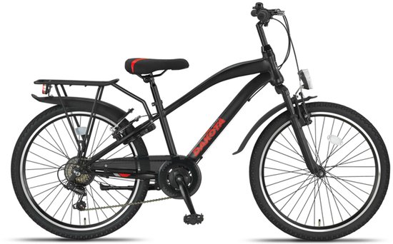 Altec Dakota Mountainbike - Jongensfiets 24 Inch - Kinderfiets voor 8 tot 12 Jaar - 130-145 cm - 7V - V-Brakes - Zwart van Merkloos