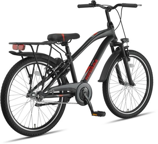Altec Nevada - Jongensfiets 24 Inch - Kinderfiets voor 8 tot 12 Jaar - 130-145 cm - V-Brake + Terugtraprem - Zwart van Merkloos