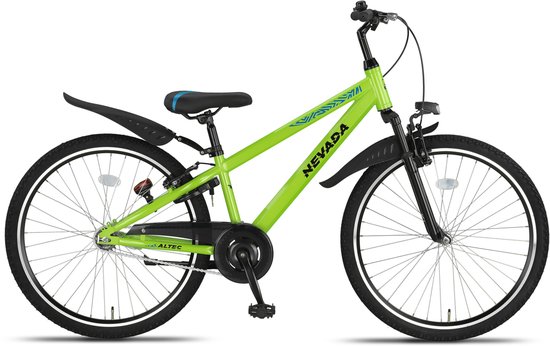 Altec Nevada - Jongensfiets 26 Inch - Kinderfiets voor 10 tot 14 Jaar - 140-155 cm - V-Brake + Terugtraprem - Neongroen van Merkloos