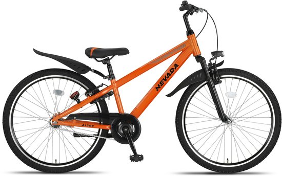 Altec Nevada - Jongensfiets 26 Inch - Kinderfiets voor 10 tot 14 Jaar - 140-155 cm - V-Brake + Terugtraprem - Neonoranje/Zwart van Merkloos