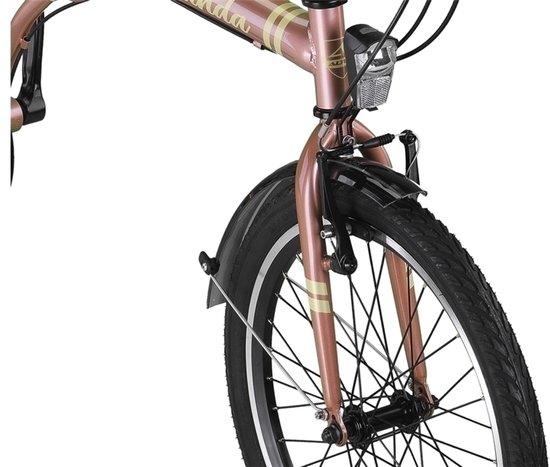 Altec Vouwfiets Cunda 20 Inch 27 cm Unisex 3V V-Brakes Zalmroze van Altec