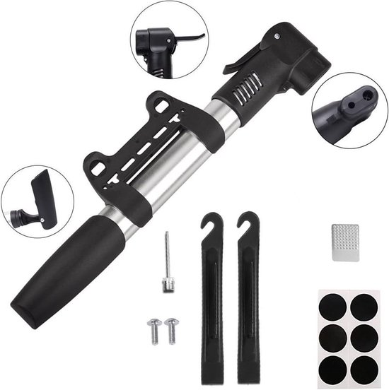 Aluminum mini bike pump fits Presta & Schrader + ball pump - ShopVlot