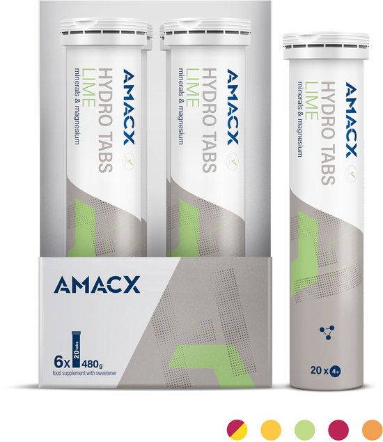Amacx Hydro Tabs - Electrolytes - Elektrolyten - Elektrolyten Poeder - Lime - 6 pack - 120 tabs