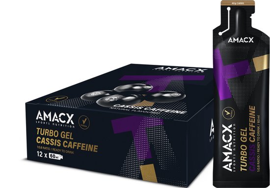 Amacx Turbo Gel - Sportgel - Energy Gel - Energiegel - Cassis met Caffeine - 12 pack