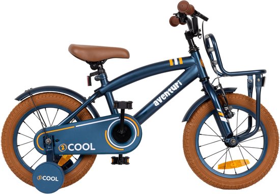 AMIGO 2Cool 3.0 Jongensfiets 14 Inch - Kinderfiets voor 3 tot 5 Jaar - 95-110 cm - Met Zijwieltjes - Blauw