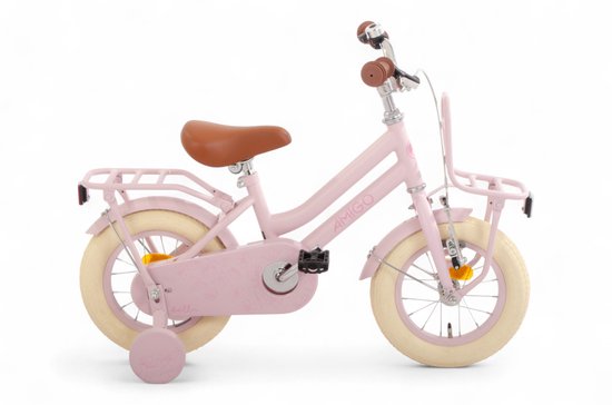 AMIGO Bella Meisjesfiets 12 Inch - Kinderfiets voor 2 tot 4 Jaar - 90-105 cm - Roze - met Zijwieltjes van AMIGO