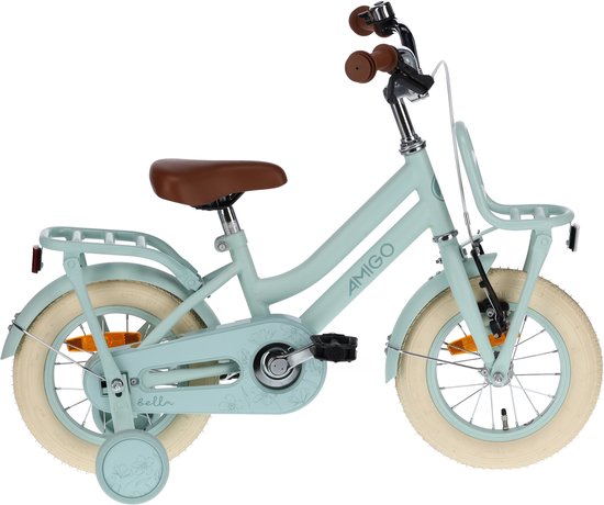 AMIGO Bella Meisjesfiets - Kinderfiets voor Meisjes - 14 Inch 24 cm - Terugtraprem - Groen van AMIGO