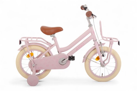 AMIGO Bella Meisjesfiets - Kinderfiets voor Meisjes- 14 Inch 24 cm - Terugtraprem - Roze van AMIGO