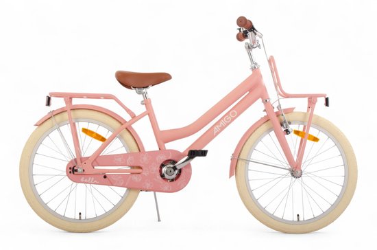 AMIGO Bella Meisjesfiets - Kinderfiets voor Meisjes - 20 Inch - Terugtraprem - Zalmroze van Merkloos