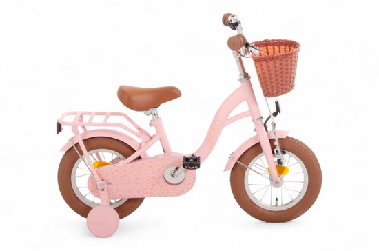 AMIGO Fairy Kinderfiets - Meisjesfiets 12 Inch - Met Terugtraprem - Met Zijwieltjes - Zalmroze van Merkloos